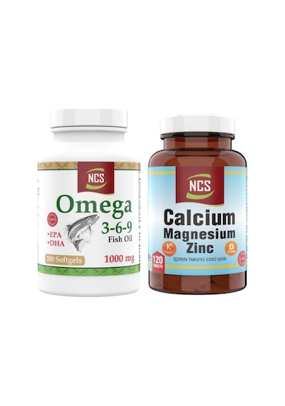 Omega 3 6 9 Balık Yağı 200 Kapsül Kalsiyum 120 Tablet Çinko