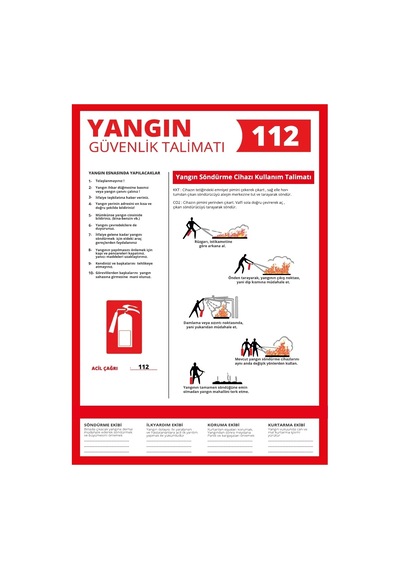 Yangın Güvenlik Talimatı Sticker 20x28 Cm