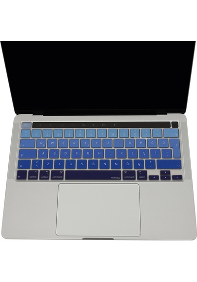 Apple Uyumlu MacBook Pro 13inç M1-m2 Klavye Koruyucu Ombre Türkçe Q Touchbarlı A2338 A2289 A2251 A2141 İle Lacivert Mavi