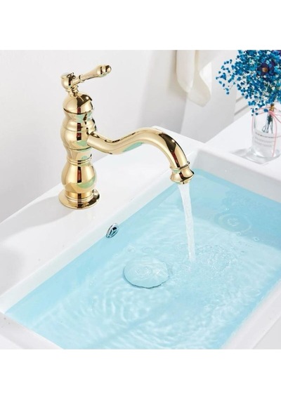 İsaoğlu Yapı Gold Lavabo Bataryası Vintage Armatür Gold Lavabo Musluk Altın Batarya Gold