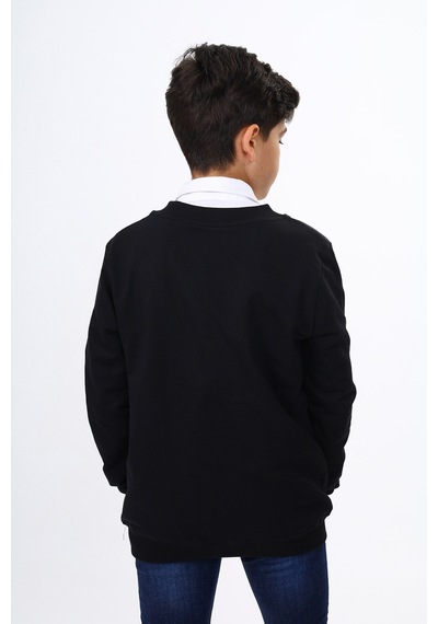 Toontoy Kids Toontoy Erkek Çocuk Okul Baskılı Sweatshirt Siyah