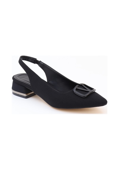 Nesilshoes Nesil Shoes Ceylan 801 Siyah Saten Tokalı Kadın Sandalet