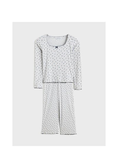 Lcw Young Gri U Yaka Çiçekli Kadın Pijama Takım