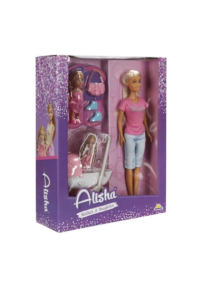 Alisha Anne Ve Kız Mutlu Gezinti Oyun Seti Elbiseli Alisha Bebek Ve Bebek Arabalı Puset