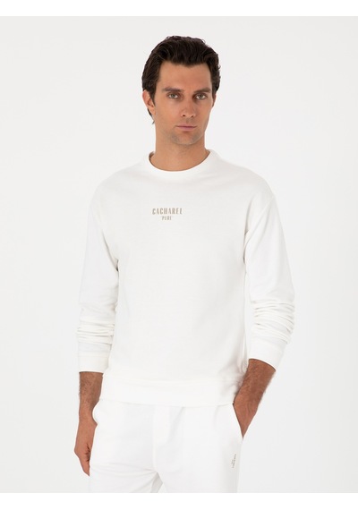 Ekru Comfort Fit Bisiklet Yaka Sweatshirt Bej
