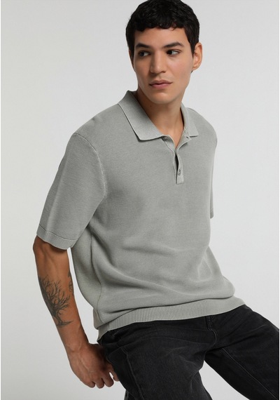 Colin's Colins Regular Fit Polo Yaka Düz Erkek Gri Kısa Kol Kazak Cl1081015 Q1.v1 Lgr Açık Gri