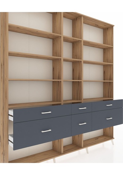 Arges Dolap 12 Raflı 6 Çekmeceli 220x30x243 Çam-çam/antrasit Atlas Çam/antrasıt Arges Dolap 12 Raflı 6 Çekmeceli 220x30x243 Çam-çam/antrasit Atlas Çam/antrasıt