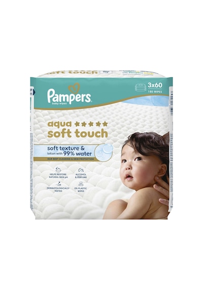 Prima Pampers Islak Havlu Mendil Aqua Soft Touch 3'lü Paket 180 Yaprak 3'lü Set