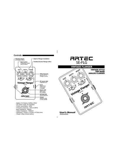 Artec Se-flg Efekt Pedal Vıntage Flanger