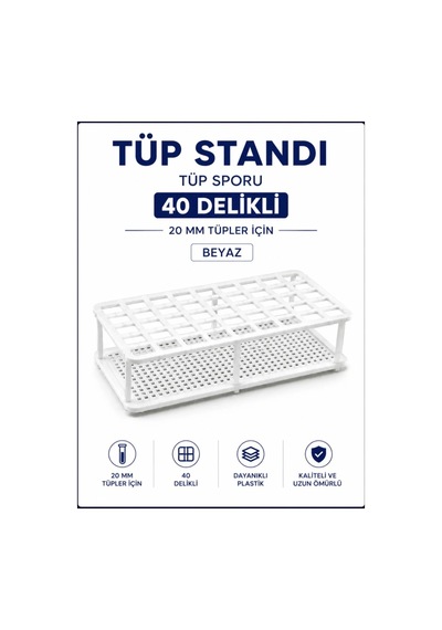 Tüp Standı - Tüp Sporu -40 Delikli - 20 Mm Tüpler İçin - Beyaz