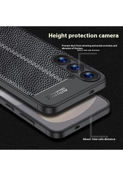 Samsung Galaxy A37 Uyumlu Silikon Kılıf Deri Desenli Darbe Emici Autofocus Tam Koruma Kapak