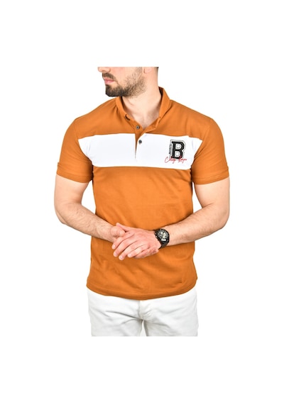 Deepsea Erkek Taba Slim Fit Nefes Alan Pamuklu Kumaş Dar Kesim Kıvrılmaz Yaka Polo Yaka Tişört 2503019 Taba