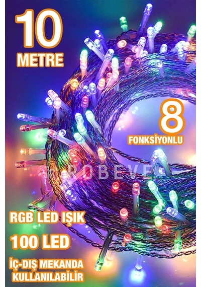 Robeve 10 Metre 100 Ledli Rgb Renk Fişli Led Işık Dekor Yılbaşı Ağacı Işığı Organizasyon Led Işık Rgb