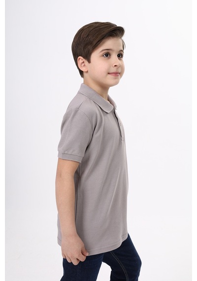 Toontoy Kids Toontoy Unisex Polo Yaka Düğmeli Uzun Kısa Tişört Kahverengi