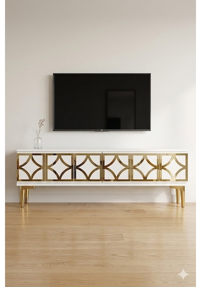 Tsa1237bg Lem Tv Sehpası Beyaz-gold 120cm