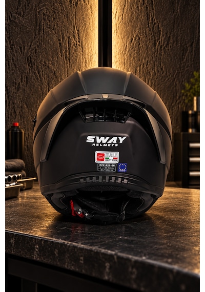 Sway 869 Mat Siyah Motosiklet Kask Black Vizör