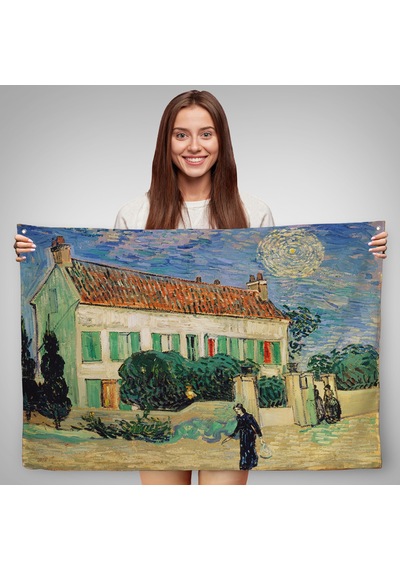 Vincent Van Gogh - Geceleyin Beyaz Ev Duvar Örtüsü - White House At Night-7173