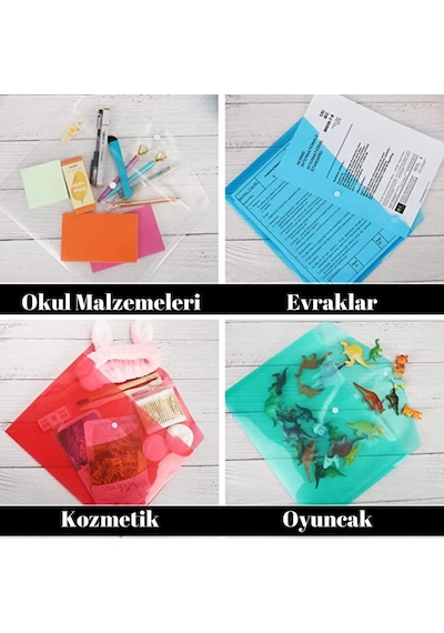 A4 Çıtçıtlı Beyaz Şeffaf Renkli Zarf Dosya 1 Adet Artlantis Çıt Ç
