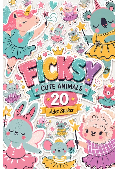 Unicorn Sevimli Balerin Hayvanlar Sticker Seti - 20 Adet Etiket Çıkartma Diğer