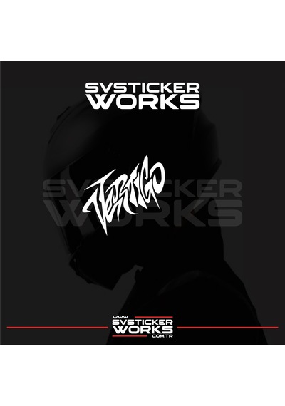 Vertigo Yazılı Kask Sticker Tüm Kasklar Uyumlu Tek Yön 1 Adet Beyaz