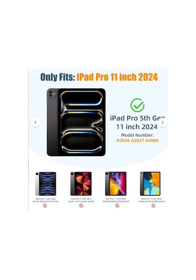 Apple Uyumlu iPad Pro 11'' 2024 M4 Kalem Şarj Bölmeli Standlı Silikon Tablet Kılıfı Uyku Modlu Kapaklı Kılıf