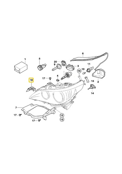 BMW E60 E60 Lci E61 ve E61 Uyumlu Lci Ön Sağ Far Tamir Seti 63126