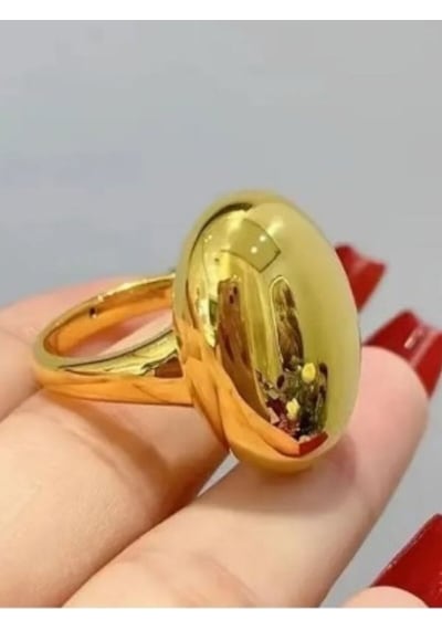 Oval Ayarlanablir Golda Renk Çelik Yüzük Gold
