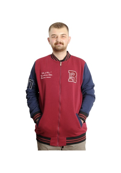 Mode Xl Büyük Beden Erkek Kolej Mont Fermuarlı Ceket Reputatıon 23634 Bordo Bordo