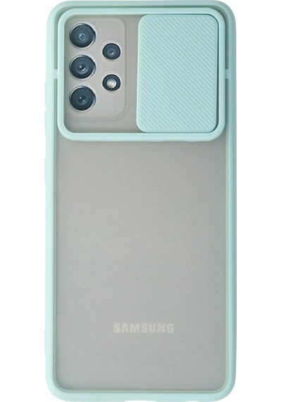 Newface Samsung Uyumlu Galaxy A52 Kılıf Palm Buzlu Kamera Sürgülü Silikon - Turkuaz Turkuaz