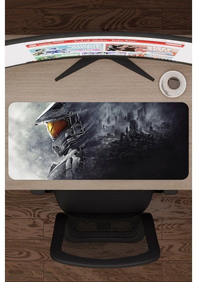 Halo Kaymaz Dikişli Kauçuk Oyuncu Mousepad V4 - 70x30 Xl Gaming Mouse Pad Fare Altlığı