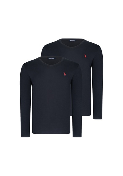 İkili Set T8587 Dewberry V Yaka Erkek Sweatshırt-siyah-siyah Siyah-siyah