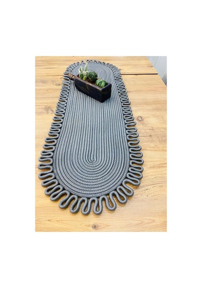 Jüt, Hasır, Dekoratif Masa Örtüsü, Runner 30x80 Cm, Amerikan Servis, Sehpa Örtüsü, Bohem Tarzı Antrasit Antrasit