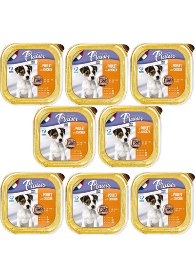Plaisir Tavuklu ve Etli Pate Konserve Yavru Köpek Maması 8 x 150 G