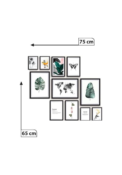 11 Parça Dekoratif Mdf Tablo Seti Çerçeve Görünümlü Dekolıadkr102