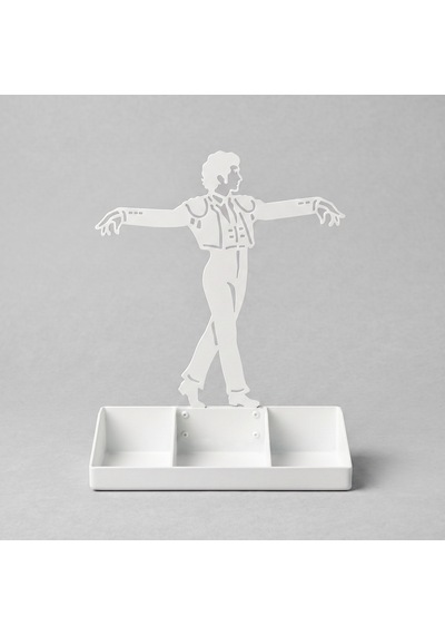 Mens Jewelry Stand & Organizer Flamenco Dancer Valet Tray For Cufflinks, Rings, Watches Black Metal Desk Accessory Gift For Hi Beyaz