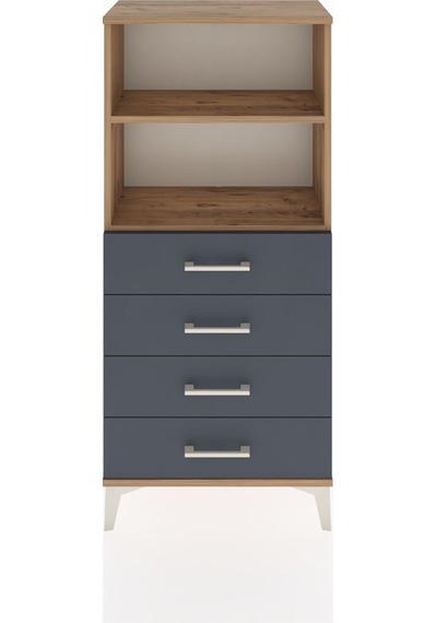 Hyperion Dolap 2 Raflı 4 Çekmeceli 60x44x134 Çam-antrasit Çam