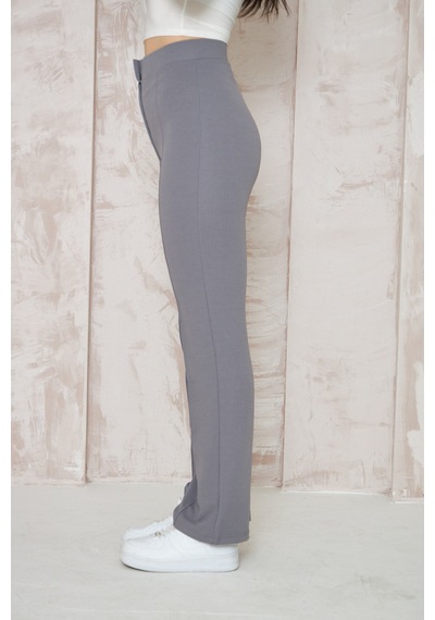 Thiff Gymwear Likralı Bej Kadın Palazzo Pantolon Gri