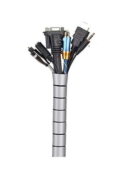 Aksesuarcı 16 Mm Gri 1 Metre Spiral Kablo Toplayıcı, Boru Tipi Kablo Düzenleyici 2 Adet