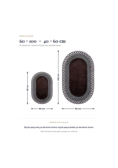 Banyo Paspası Takımı 60x100+40x60 Cm Dış Trikot Acı Kahve & Antrasit Gri
