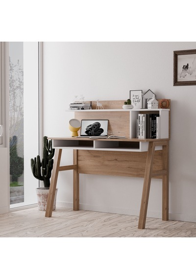 Mezza 1934 Desa 120 Cm Mdf Profil Ayaklı Çalışma Masası Sepet-Beyaz