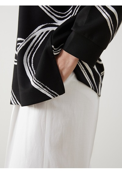 Lcw Everyday Siyah Bisiklet Yaka Desenli Oversize Kadın Sweatshirt
