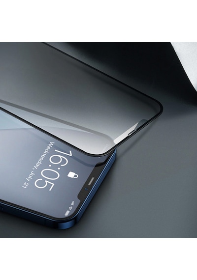 Baseus 0.25Mm Apple Uyumlu   iPhone 12 Pro 6.1 3D Full Tempered Cam Ekran Ko Siyah