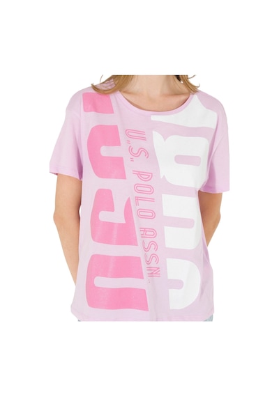 Bisiklet Yaka Baskılı Kadın T-shirt Manolya Bisiklet Yaka Baskılı Kadın T-shirt Manolya