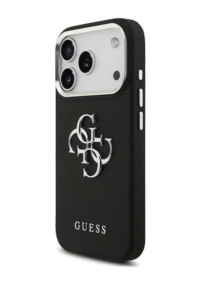 Apple Uyumlu iPhone 17 Pro Kılıf Guess Lisanslı Pu Deri 4g Büyük Metal Logo Dizaynlı Kapak Siyah