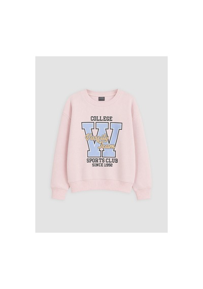 Lc Waikiki Alıta Cıty Farkıyla Pembe Baskılı Kız Çocuk Kalın Sweatshirt Pembe - 930966444 Pembe