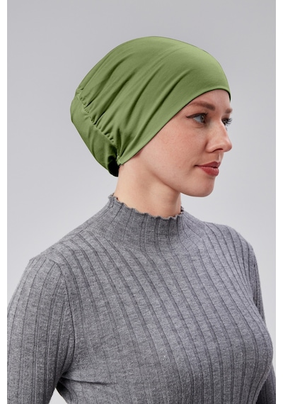 Sonbaharmoda Kadın Tesettür Hazır Pratik Geçmeli Bone Lastikli Kaymaz Fıstık Yeşili Mint Yeşili