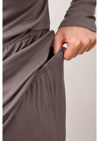 Artış Collection Uzun Kollu Esnek Likralı Viskoz Hamile Pijama Takım 20212 Vizon