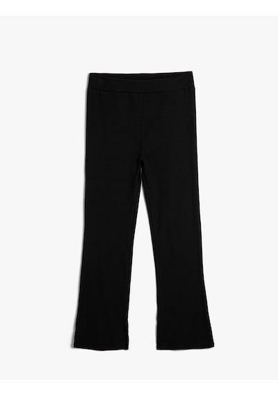 Koton Basic İspanyol Paça Pantolon Pamuklu Beli Lastikli Siyah 4skg40028ak Siyah