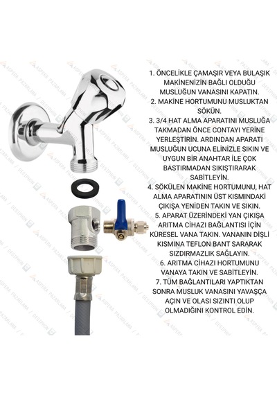 Su Arıtma Cihazı 3/4 Hat Alma Aparatı Ve Küresel Vana Pirinç Gövde, Dayanıklı Ve Sızdırmaz