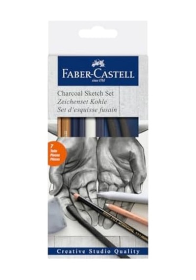 Kömür Sketch Seti, 7 Parça, Kara Kalem Çizim Ve Eskiz İçin, Yüksek Kalite, Silgi Ve Karıştırma Kalemi Dahil 103 Ivory